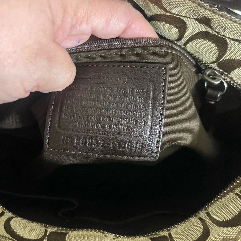 Vintage Y2K Coach Khaki & Brown Signature Canvas Tote
